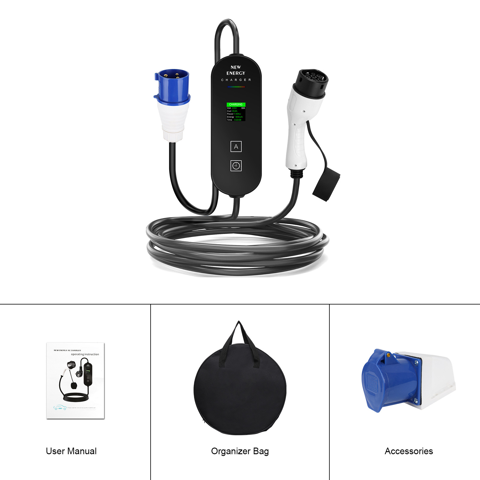 EU/UK Plug CEE 32A/16A Portabl - Portable Ev Charger 32A Type 2 Cee Plug ulasan dan harga