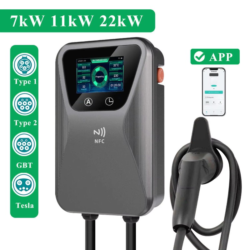 EV Charger Smart Wallbox 7kW 1 - 22Kw Wallbox Type 2 Ocpp Rfid ulasan dan harga