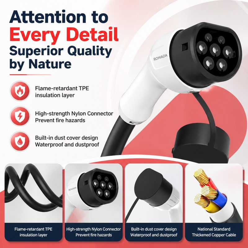 7KW ROMADA Electric Vehicle Po - Portable Ev Charger 32A Type 2 Cee Plug ulasan dan harga